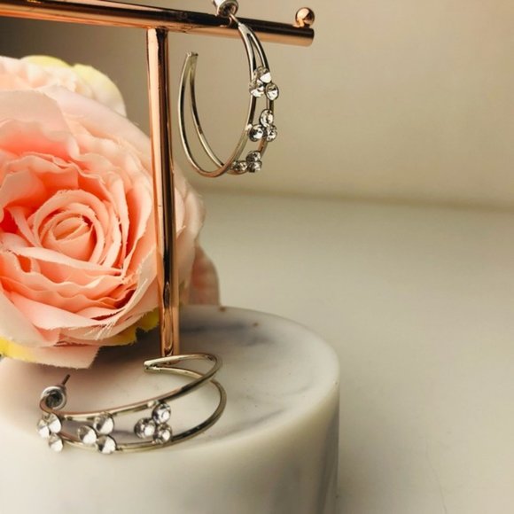 Charming Silver Colour Hoop earrings - Picture 2 of 3